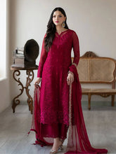 Lovely Maroon Georgette Embroidery Straight Salwar Suit